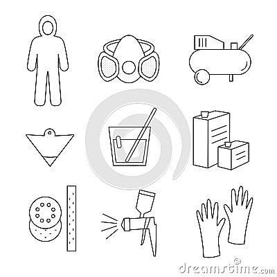 Icon set painterâ€™s equipments Vector Illustration